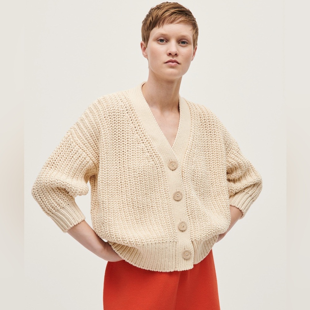 Babaa No 18 Cotton Cardigan in Natural